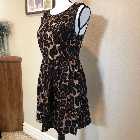 Leopard Print Skater Style Dress - Picture 2 of 6
